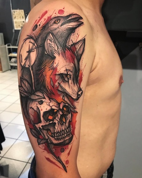 Gustavo Takazone br;crow;splatter;totem;wolf;skull