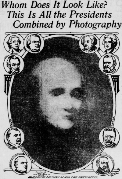 kisshugger:
“ yesterdaysprint:
“ St. Louis Post-Dispatch, Missouri, September 2, 1908
All the presidents merged into one man!
” ”