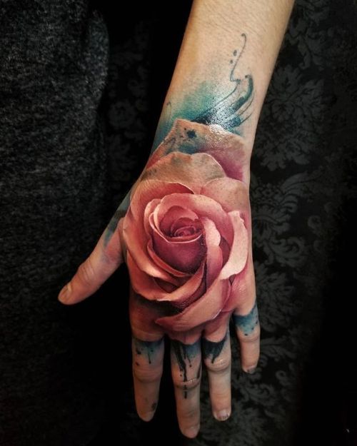 Adrian Cier hand;portrait;splatter;rose