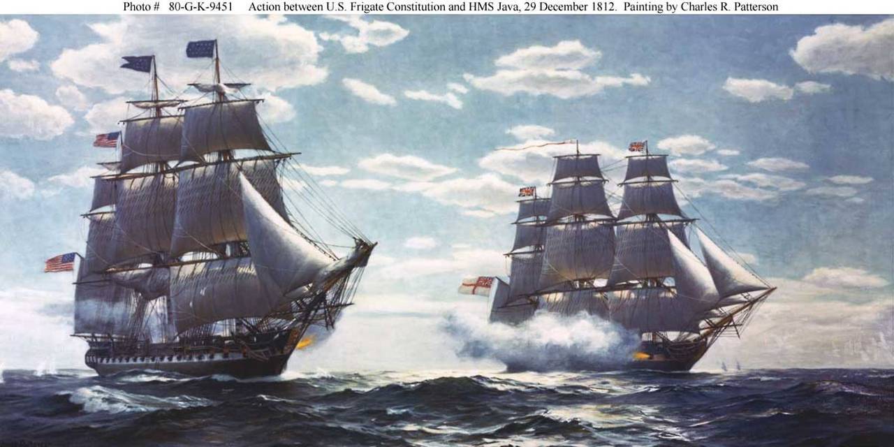 ltwilliammowett:
“Action between U.S. frigate Constitution and HMS Java, 1812 (Charles Patterson)
”