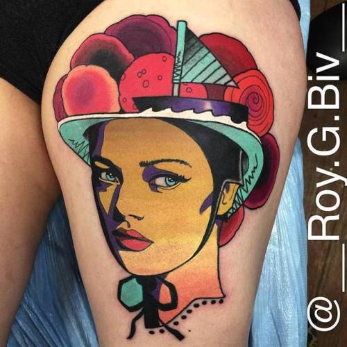 By Geary Morrill, done at Unkindness Art, Richmond.... film and book;gearymorrill;big;contemporary;thigh;facebook;the black forest girl;twitter;pop art