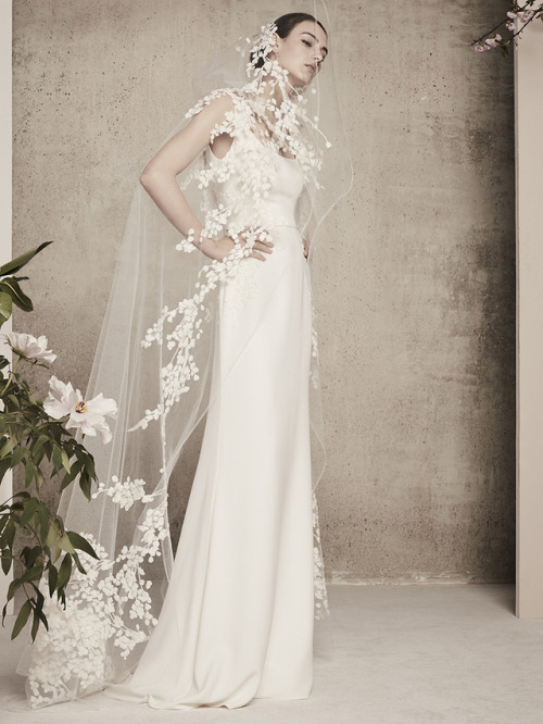 A cape like veil with a floral flow | ELIE SAAB #Bridal...