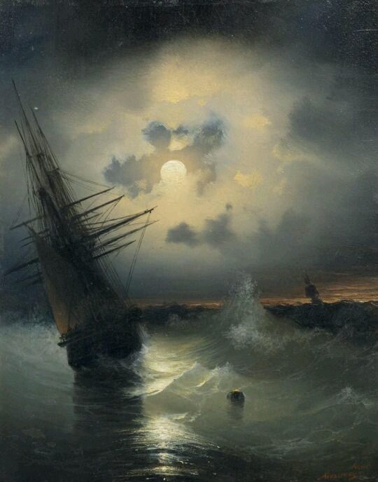 Ivan Konstantinovich Aivazovsky (1817-1900) - Sailing ship by moonlight
