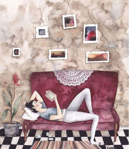 Tarde de domingo y lectura (ilustración de Snezhana Soosh)