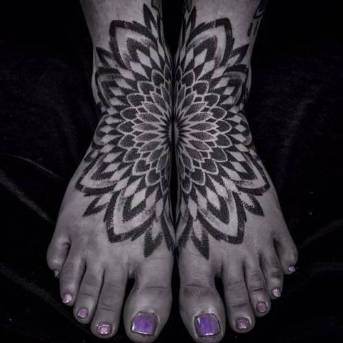 By Corey Divine, done in Los Angeles. http://ttoo.co/p/21753 corey divine;individual matching;matching;foot;big;of sacred geometry shapes;mandala;facebook;twitter;sacred geometry