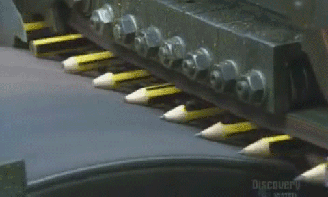 This is how pencils are automatically sharpened in a pencil factory.