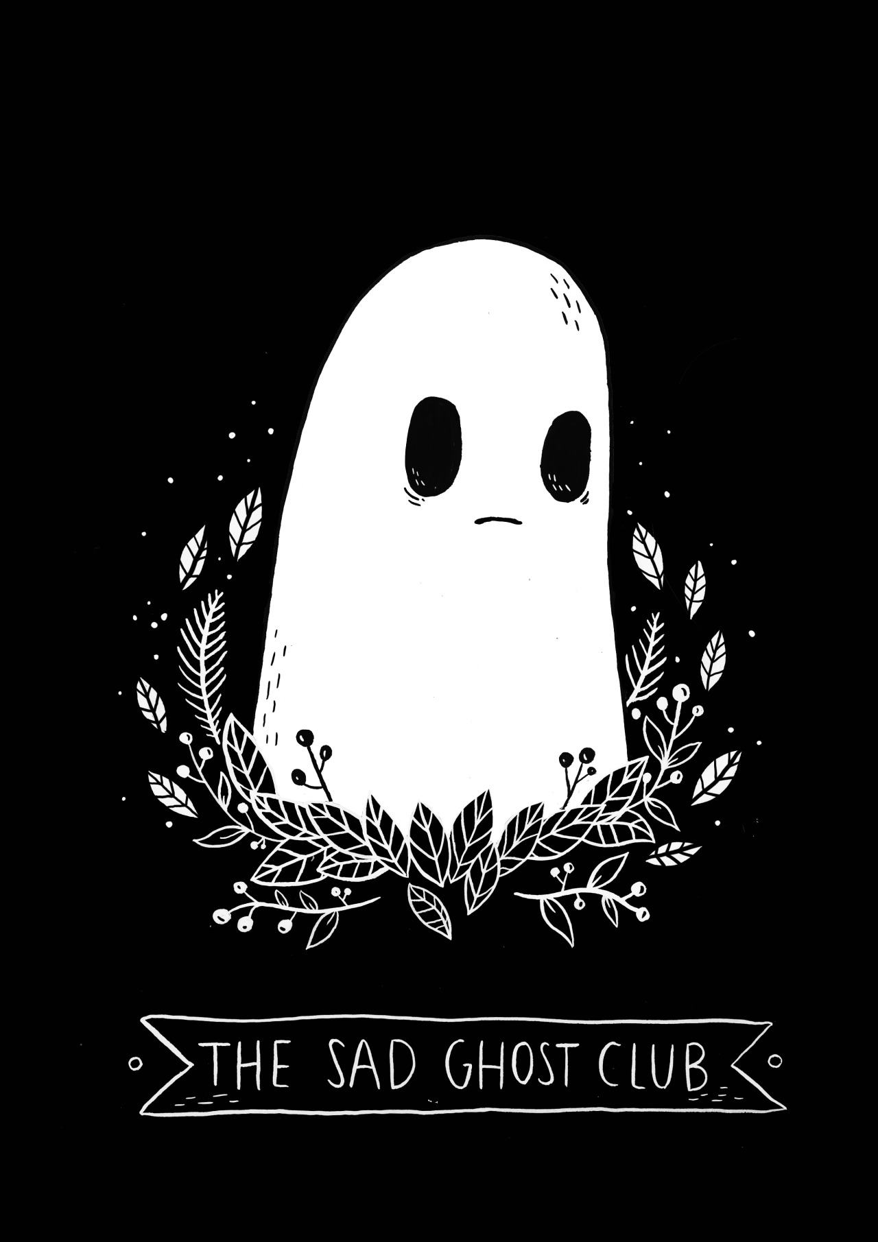 ghost sad club halloween cute wallpapers aesthetic ghosts backgrounds logos cool illustrations napstablook phone aesthetics visit social computer illustration