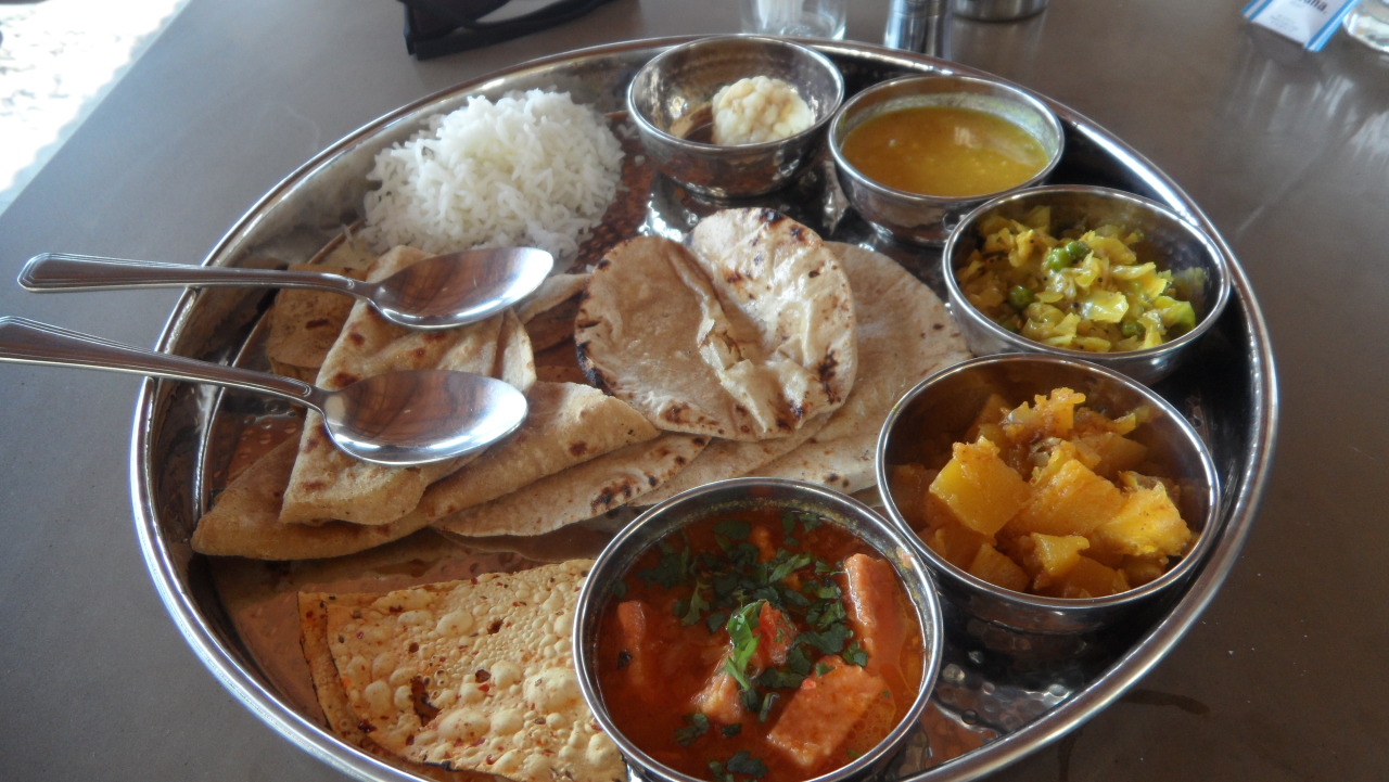 The International Food Blog - Pure veg thali from a hotel rooftop in