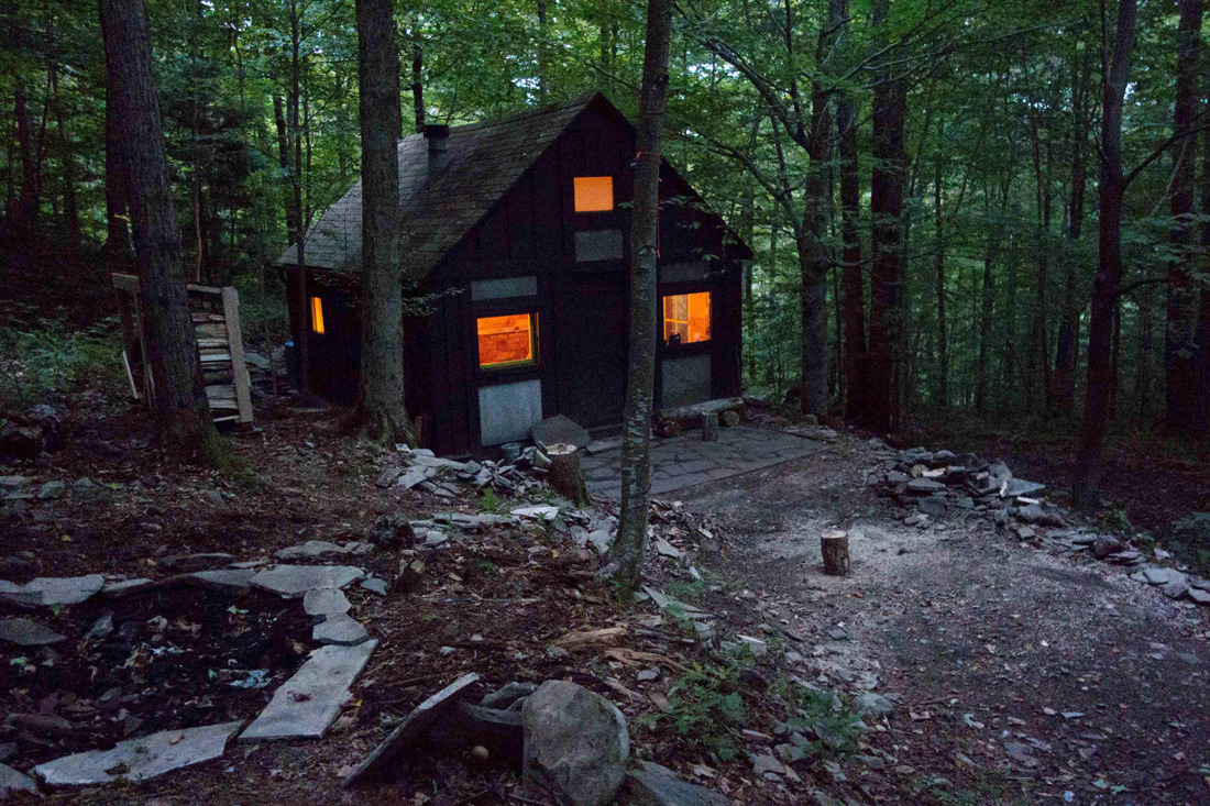 Catskills Mountain Cabin, Walton, New York
Completely rebuilt by artist Mike Hein, using only hand tools and local timber milled at a small sawmill at the bottom of the mountain. The stone is from an abandoned quarry at the top of the mountain. The...