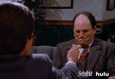 Gif of George from Senfield indicating that he doesn't want to try the food on the spoon