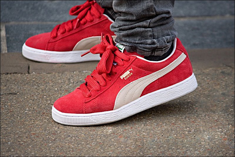puma suede classic on foot