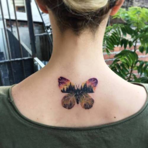 By Eva krbdk, done at Tattoom Gallery, Istanbul.... insect;evakrbdk;double exposure;small;butterfly;animal;facebook;upper back;twitter;experimental;other;illustrative