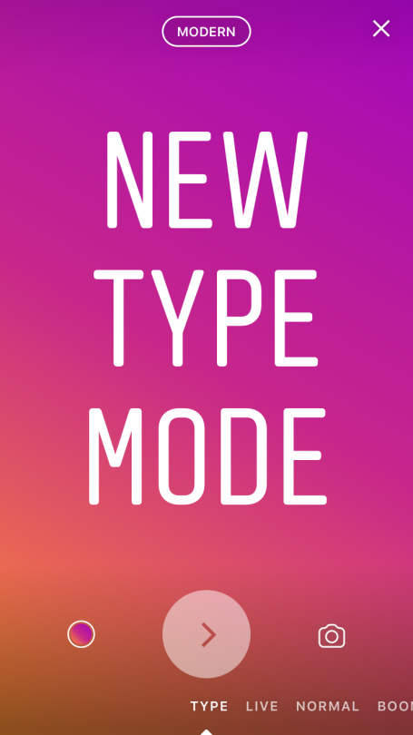 Instagram Type modus