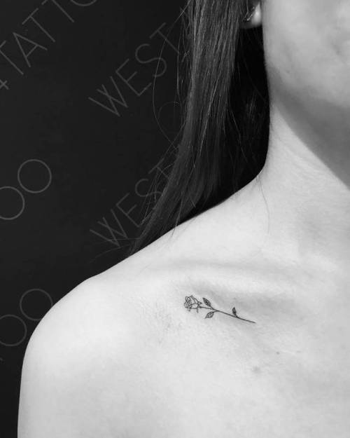 Tattoo tagged with: flower, small, collarbone, line art, wickynicky, tiny,  rose, ifttt, little, nature, minimalist, fine line 