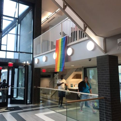 The YMCA in West Roxbury has the pride flag up! This made me so...
