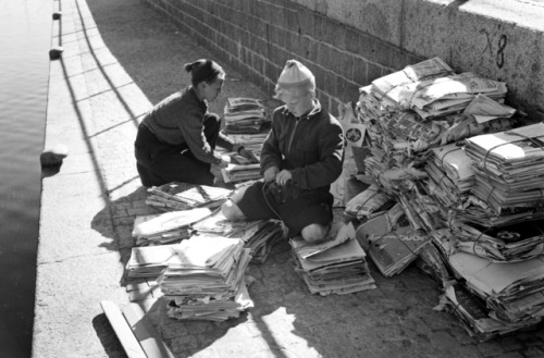 vintage-sweden - Boys collecting paper, 1940s, Sweden. There was...