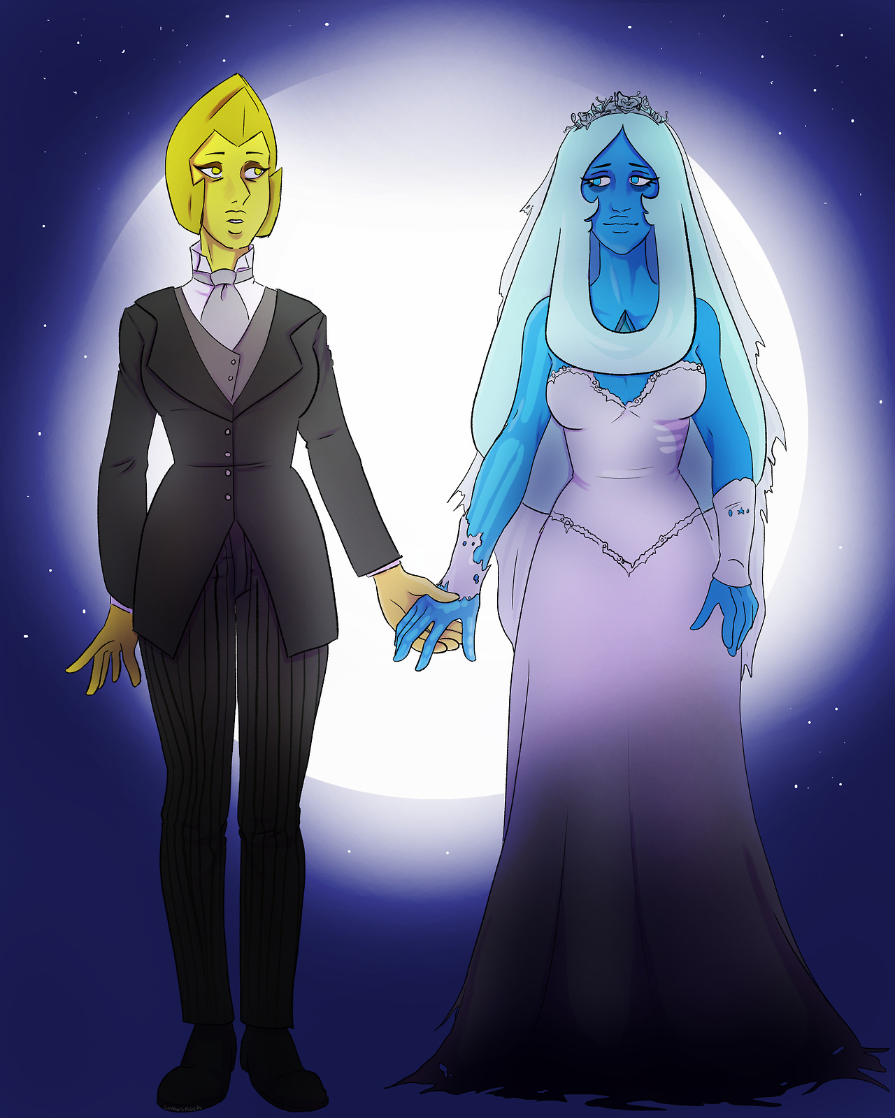 I saw that one post of them as Morticia and Gomez Addams and I was like, I gotta get in on that, so heres them as Victor and Emily from the Corpse Bride