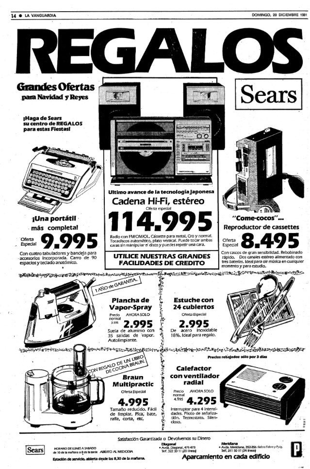 ‪Navidad’87 🎄Publicidad de Regalos de Navidad de los Almacenes Sears en 1981 (c:/ Diagonal 471 actual Galerías Preciados aunque en breve Corte Inglés) #d201287‬