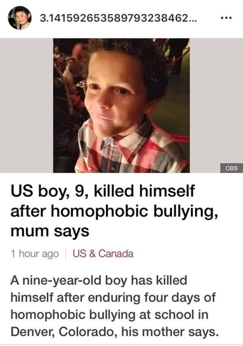 whyyoustabbedme - Unbelievably sad. A nine year old bullied to...
