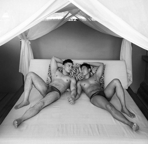 nightowl73cftop:two sexy underwear guys on bed