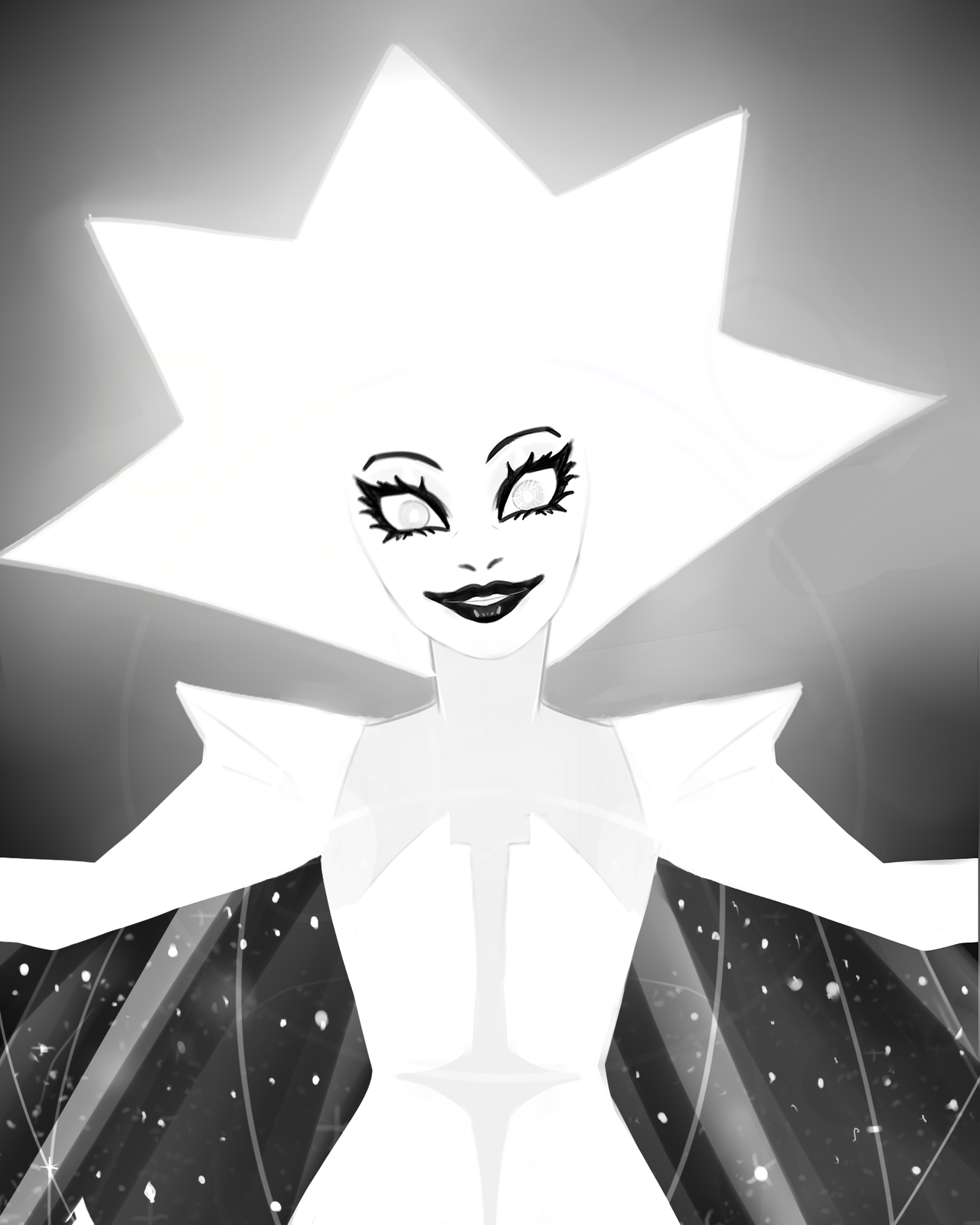 White diamond was nothing like I’ve imagined and she’s creeping me out in all the right ways~ I wasn’t sure which face or pose to do so I did all, with the last making her body the same as the ships...