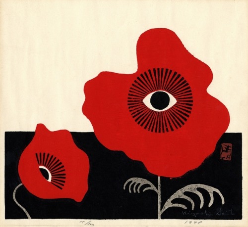 inland-delta:Kiyoshi Saito, Red Poppies, 1948