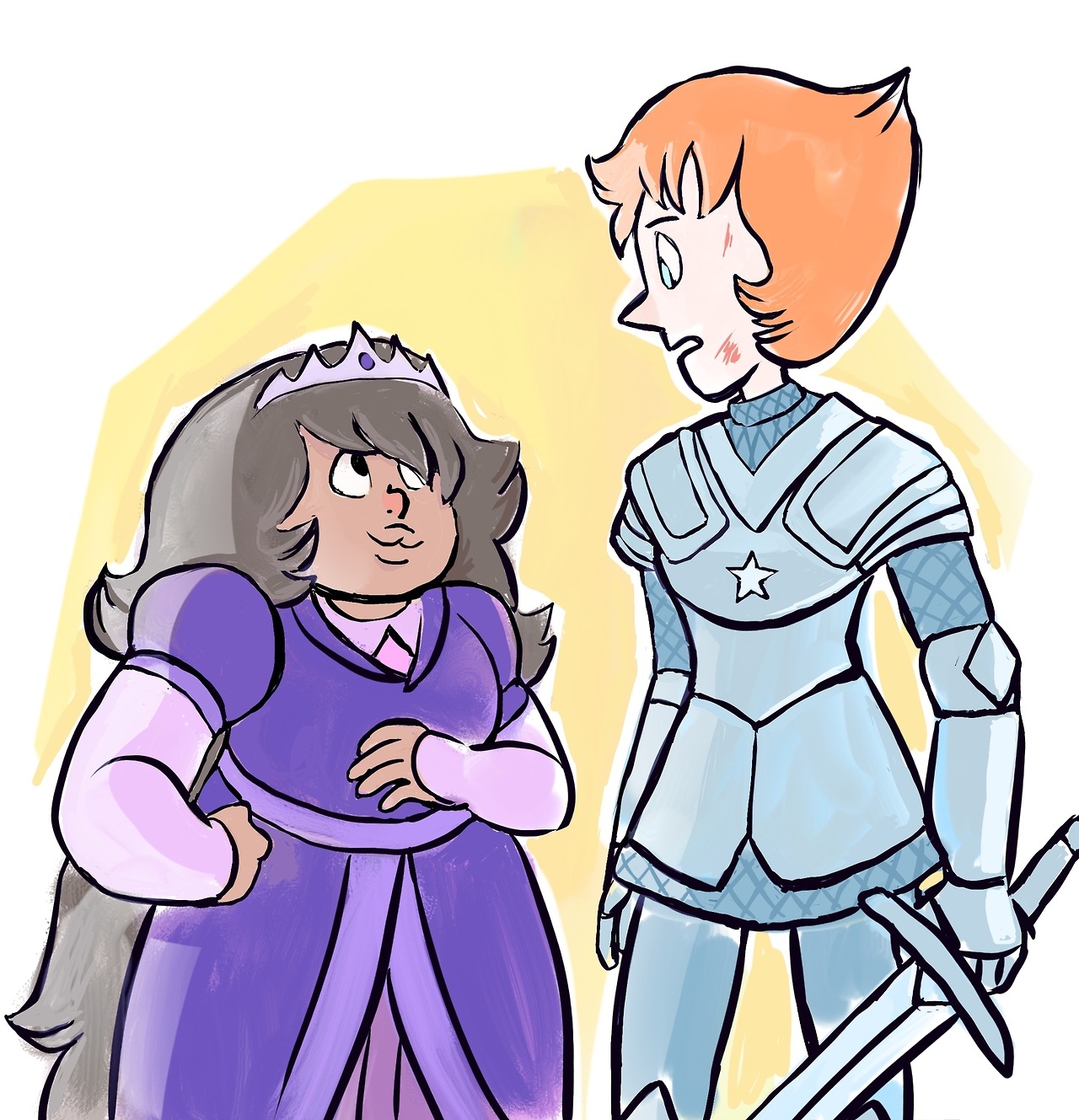 Pearlmethyst week day 5: The princess & the knight @annadesu This prompt lends itself more to fanfiction ¯\_(ツ)_/¯ —- Pearl felt like a helpless mouse under the claws of a cat. Just a second of...