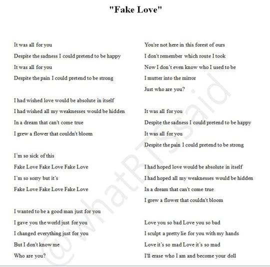 Fake love lyrics