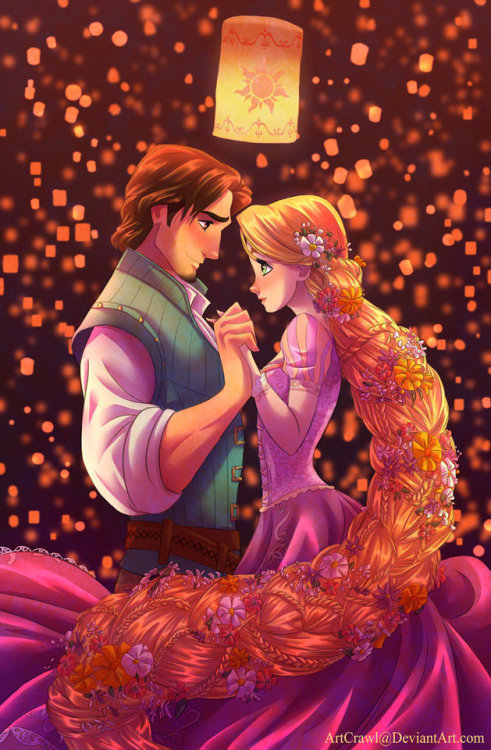 lovely-disney4e - Rapunzel and Flynn by ArtCrawl