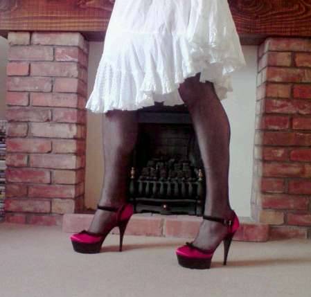 xls13 - Got my frilly skirt on, stockings, suspenders and my...