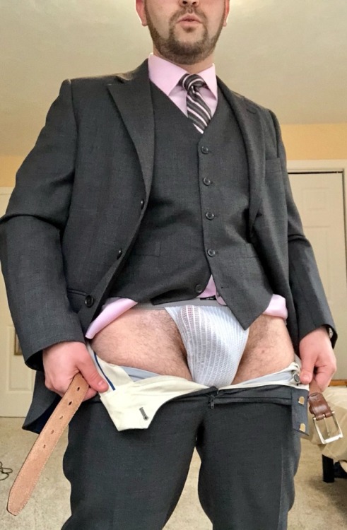 offrk3386 - All dressed up with an old jockstrap underneath. Got...