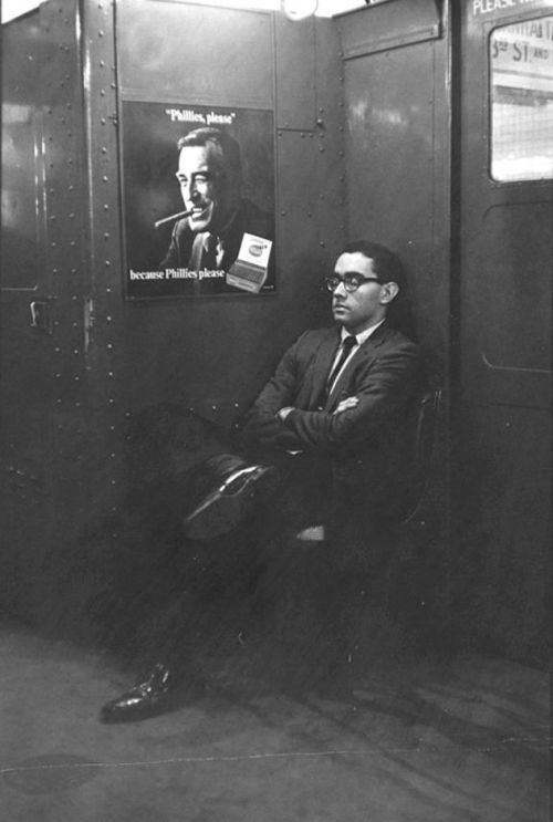 oldnewyorklandia:William Gedney,Man napping in subway car...