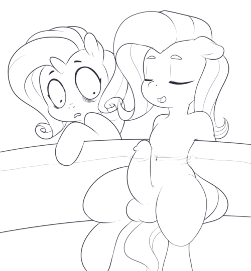 Fluttershy and Rarity first spa day.Quick doodle for friend....