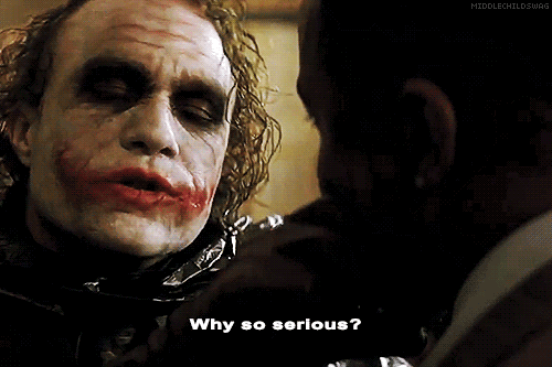 Image result for the joker why so serious gif