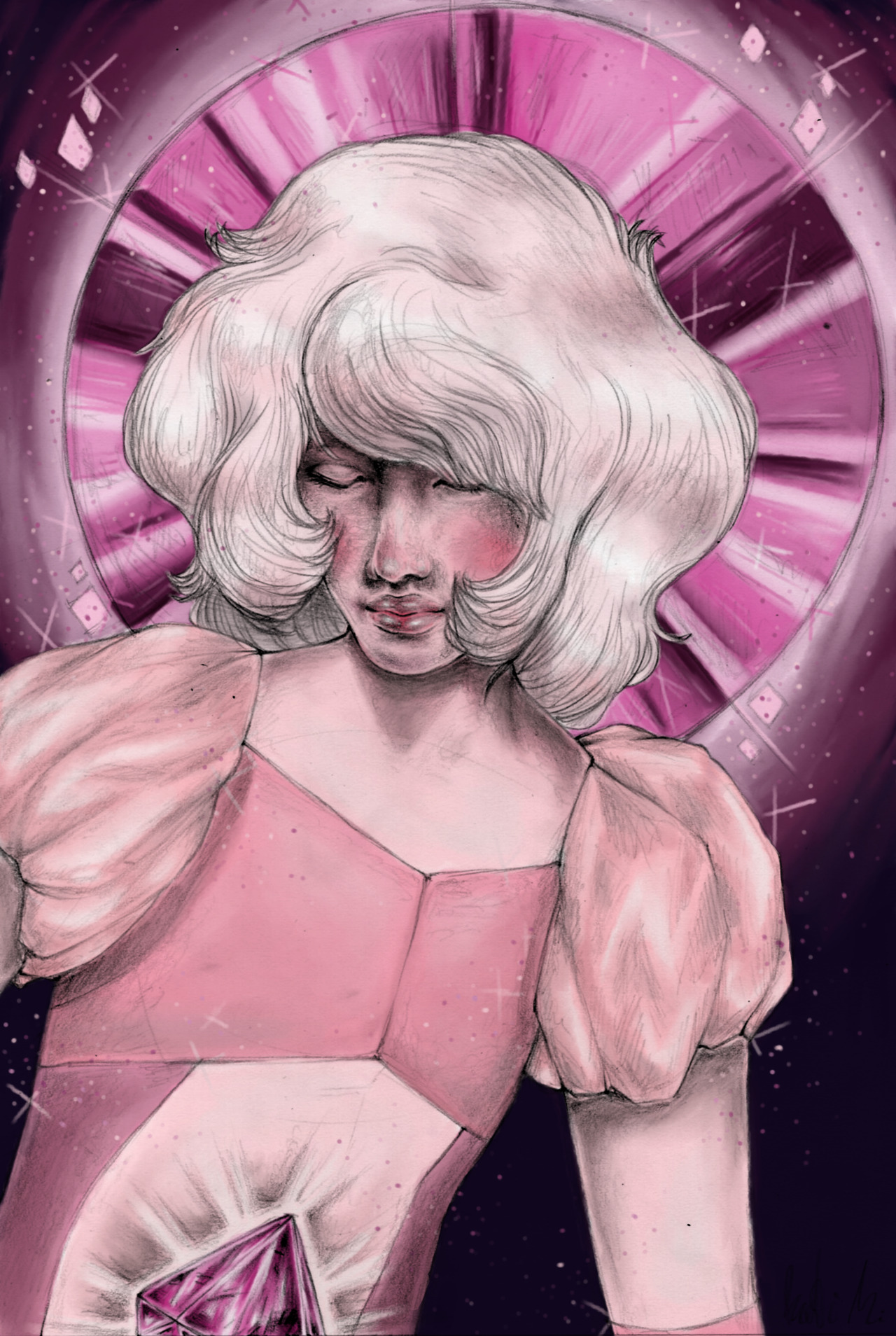All rise for the gleaming Pink Diamond! I tried to color it, I like the look of it but I know it could be better.