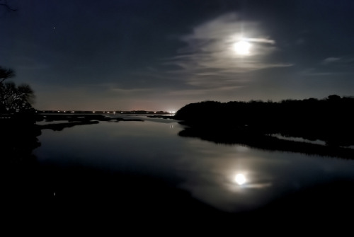 Cloudy Moonrise Over Matanzas Marsh by JamesWatkins on Flickr.
