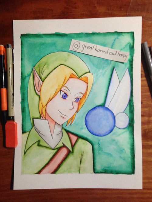 Drew some fan art today of Link and Navi from Ocarina of Time....