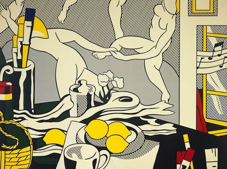 forevernoon:
â€œ Roy Lichtenstein - Artistâ€™s Studio - The Dance - 1974
His artist Studio, â€œDanceâ€ (1974) combines two of his style. This is a fake painting by Matisse of his Studio, in which in the background was a large picture of his â€œDanceâ€....