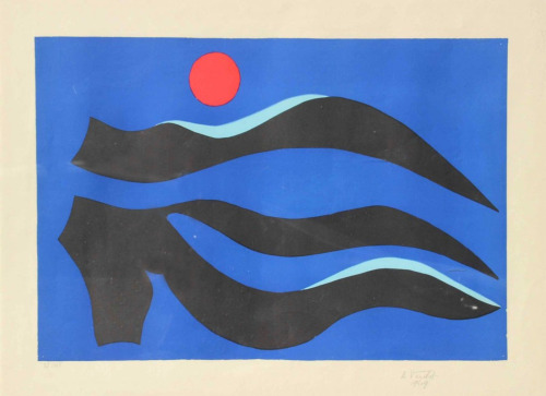 apeninacoquinete - André Verdet, Composition sur fond bleu, 1965