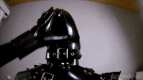 rubberhell - Bound in heavy rubber neck corset - -Pcorset by...