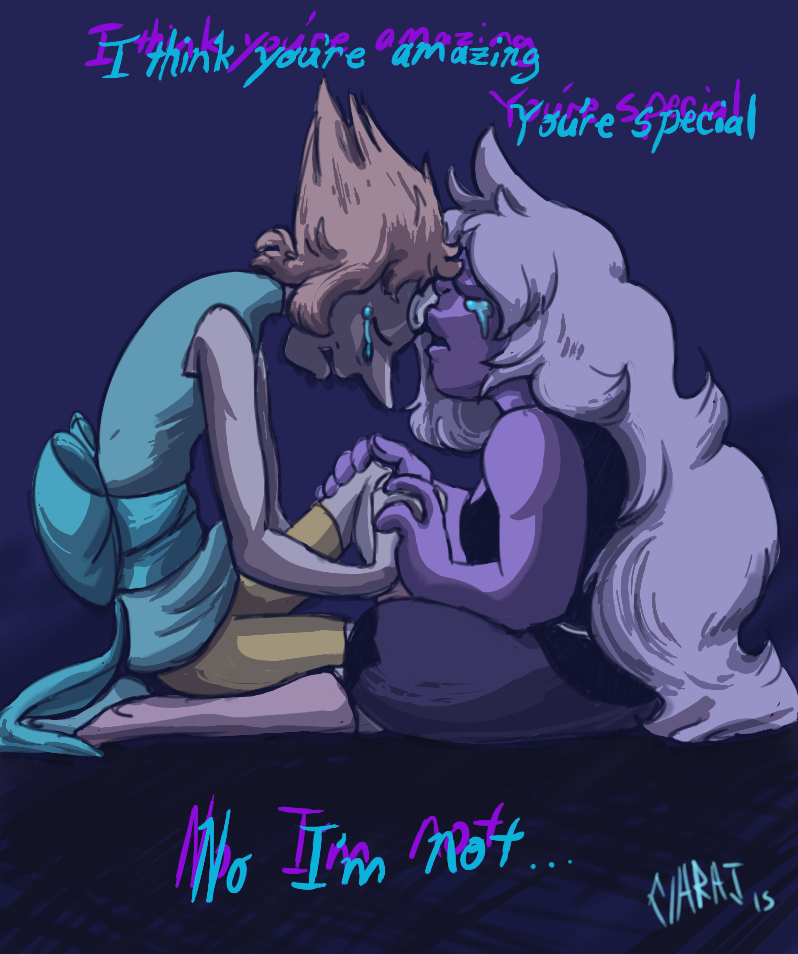 Day 2 of pearlmethyst bomb- angst. It’s easy to see the good in those you love, much harder to see it in yourself.