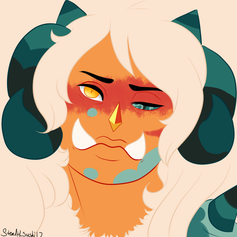 Some partially corrupt Jasper. I had fun giving her tusks and a fucked up eye. I miss her tho :C