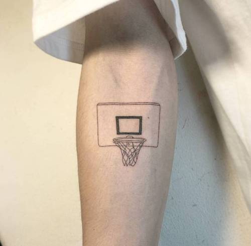 Tattoo tagged with: small, basketball, line art, masa, tiny, ifttt, little,  blackwork, inner forearm, medium size, sport, illustrative, fine line |  