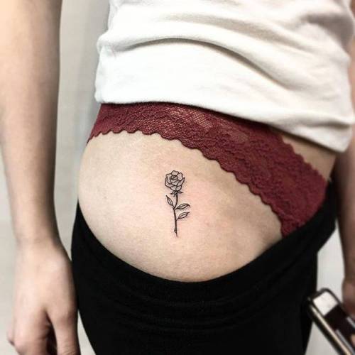 Tattoo tagged with: flower, fine line, small, jin, hip, line art, tiny, rose,  ifttt, little, nature 