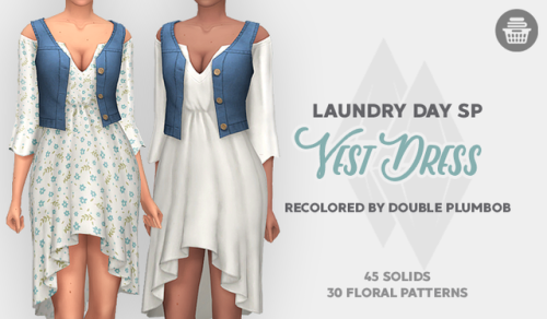 double-plumbob:Vest DressLaundry Day SP dress recolor45 solid...