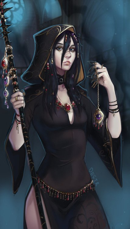 destr - Drew my friend’s OC Asaari. She’s a cleric of the Raven...