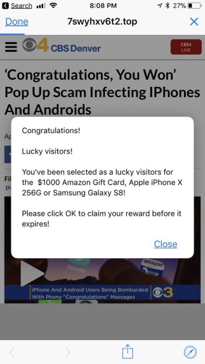 brucesterling - Infected with pop-up scam