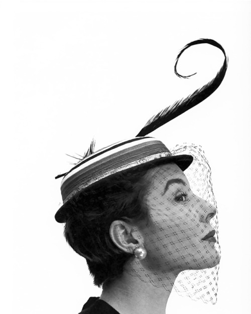 wehadfacesthen - Bettina Graziani models a saucy hat for Georges...
