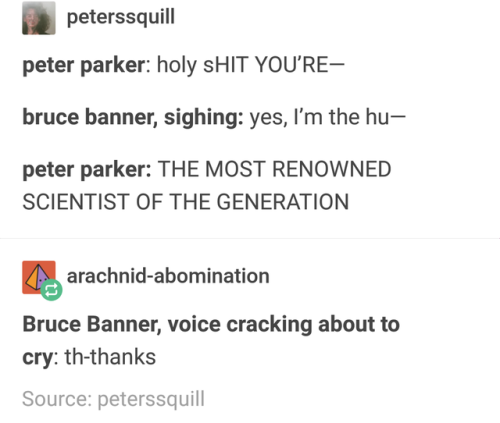 ethicalmemes - (X-post from r/tumblr) peter parker & bruce...
