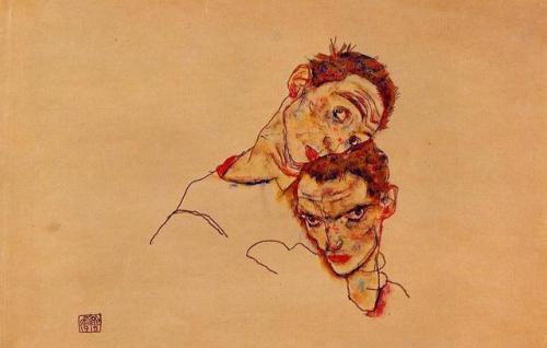 expressionism-art - Double Self Portrait, 1915, Egon...
